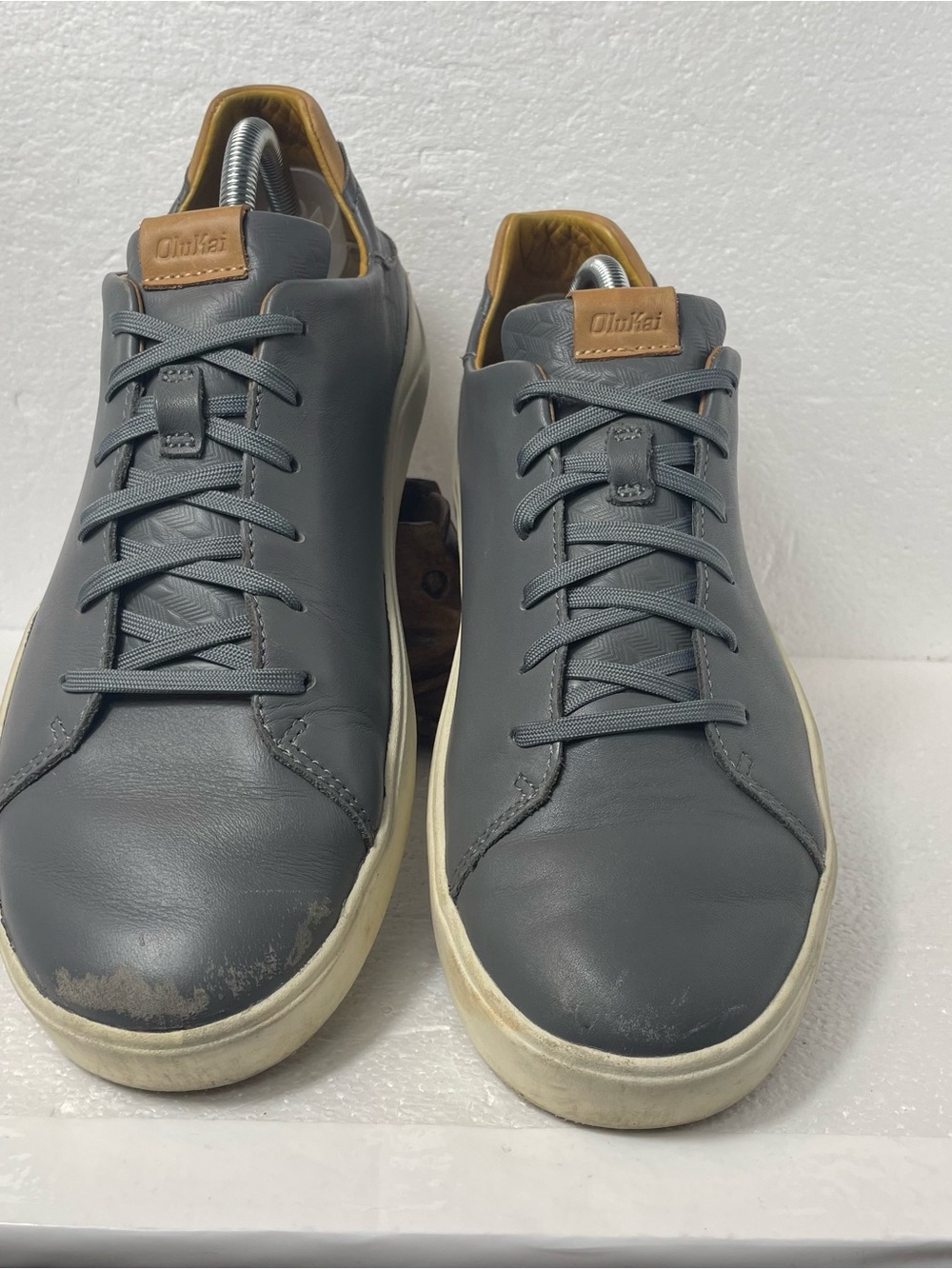 OluKai Men's Low-Top Sneakers in Charcoal Gray with Cream Sole